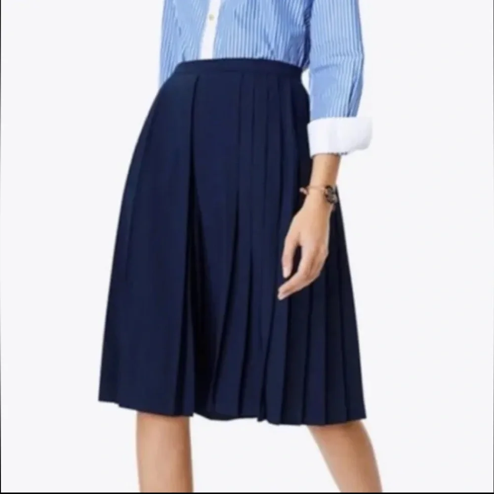 Tory Burch‎ Faye Pleated Culottes Tory Navy Blue Knee Length Size 6 Retails $298